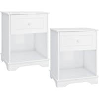 Homfa 2 Mesitas de Noche Mesa Auxiliar Salón Mesillas de Noche con 1 Cajón y 1 Estante para Dormitorio Sofá Madera…